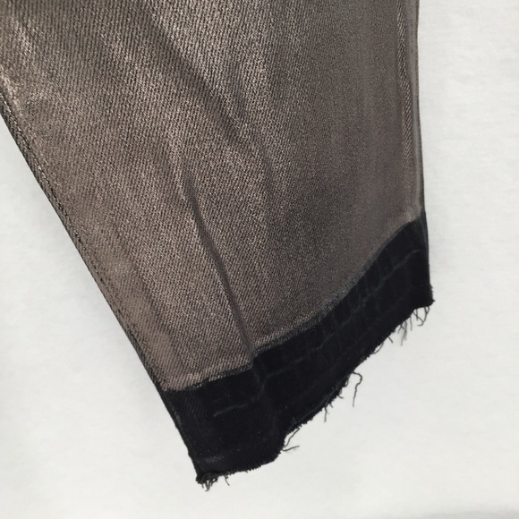 Level 99 Amber black metallic gold crop jeans dip dye distressing new 28 - Picture 5 of 9